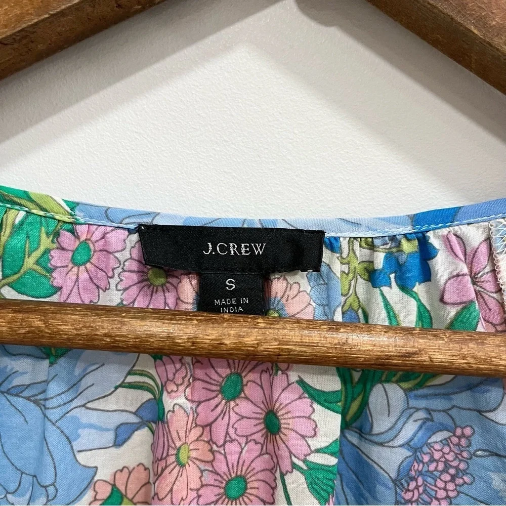 J. Crew Organic Cotton Tie Front Ruffle Top in Fairy Floral A2851 Small